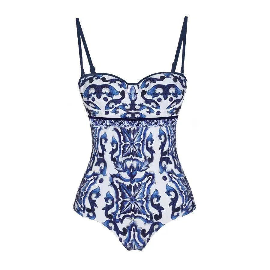 Damen Badeanzug-Set mit Eleganter Wickelrock-Optik und Charmantem Motiv Heidi-Mode - Image 4