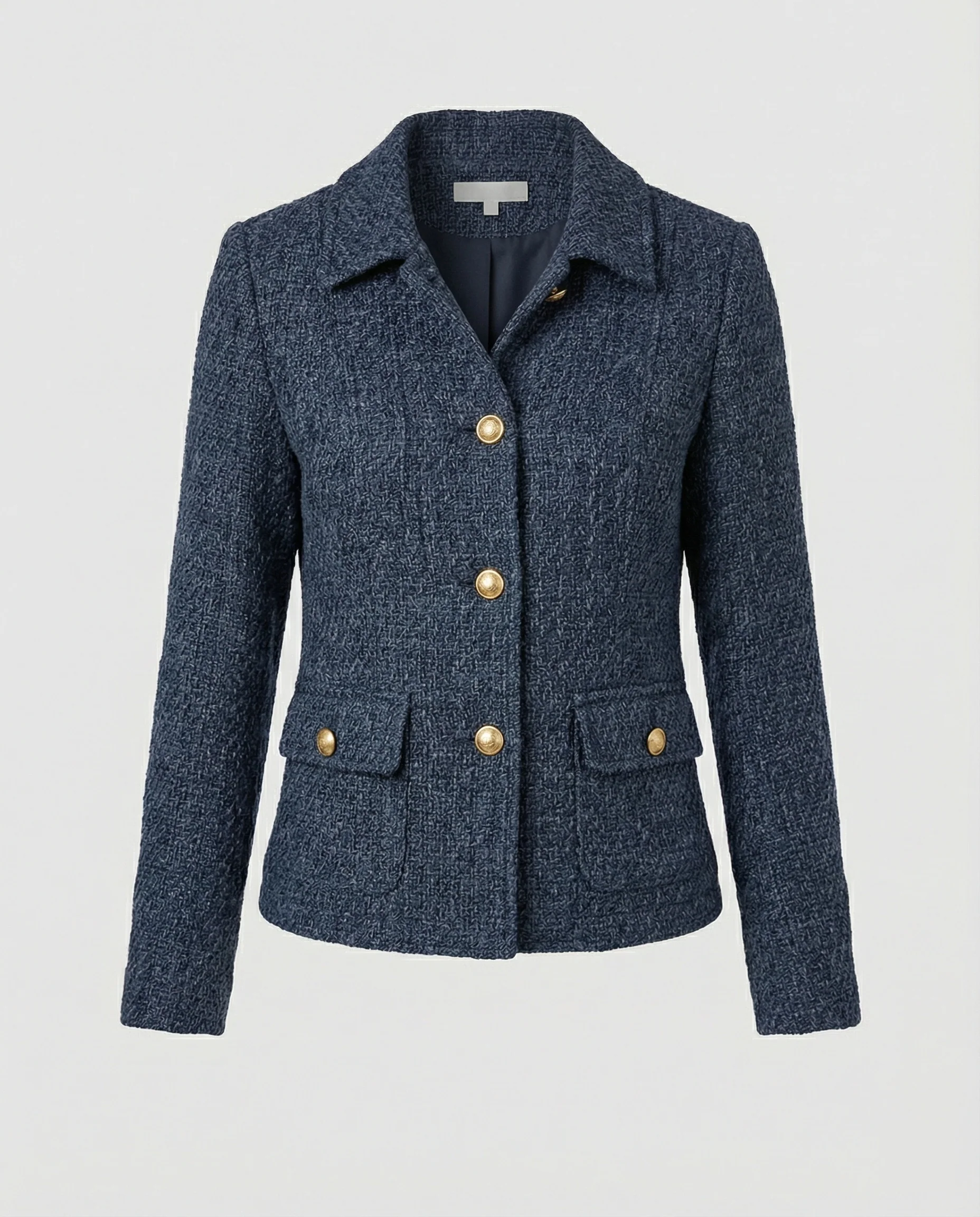Damen baggy latzhose damen strukturierte Boucléjacke mit Zierknöpfen und Pattentaschen Heidi-Mode - Image 4