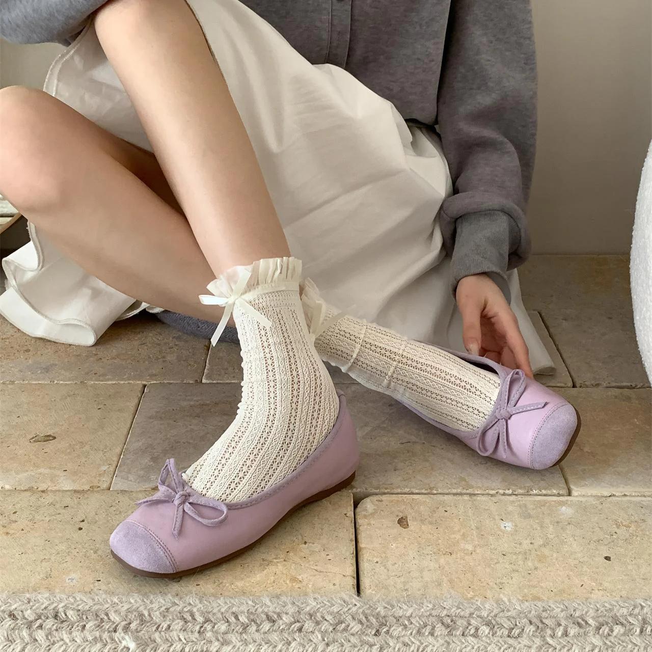 Damen Ballerina mit elegantem Rüschelement und metallischem Akzent Heidi Mode - Image 3