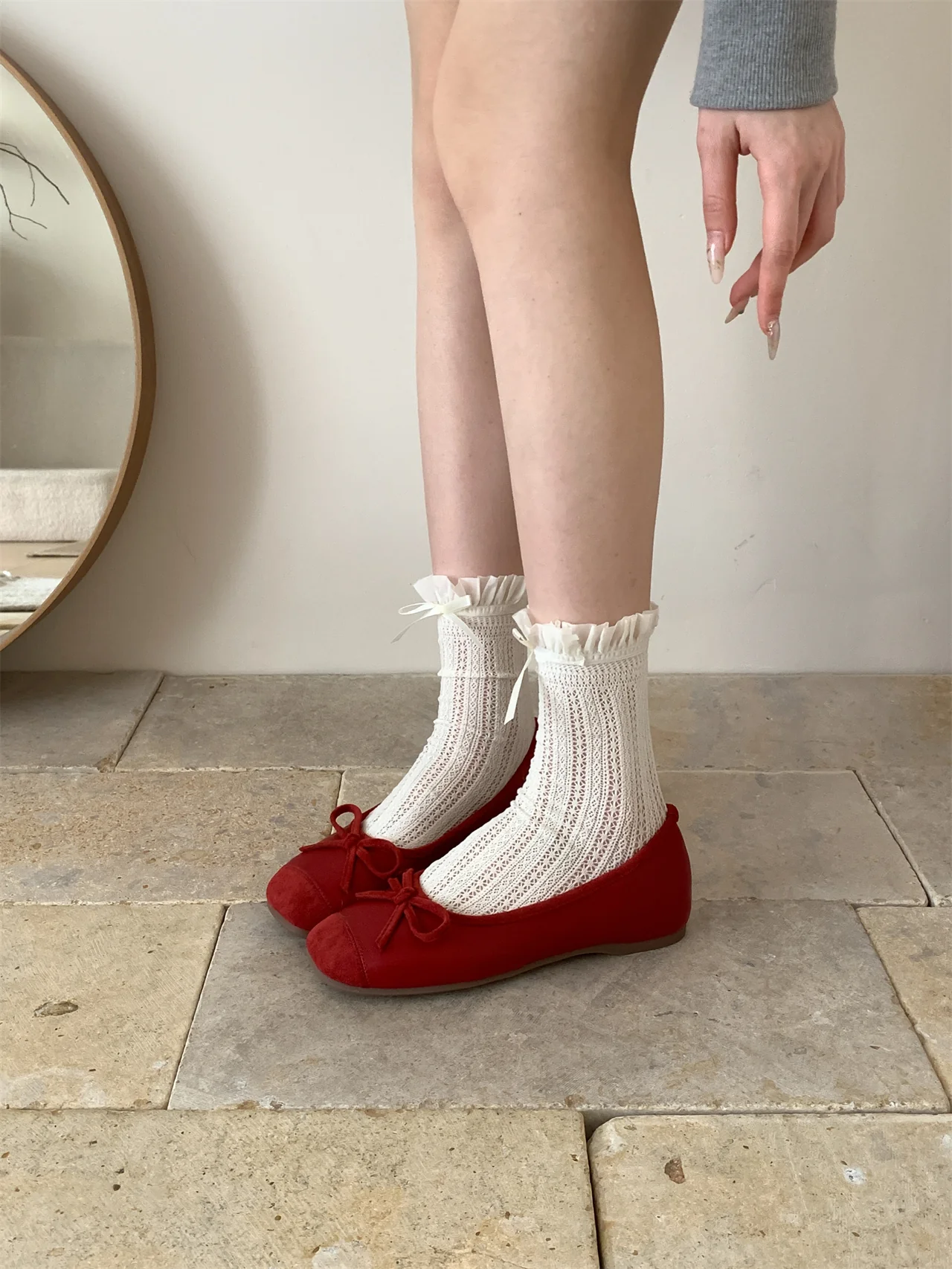 Damen Ballerina mit elegantem Rüschelement und metallischem Akzent Heidi Mode - Image 8