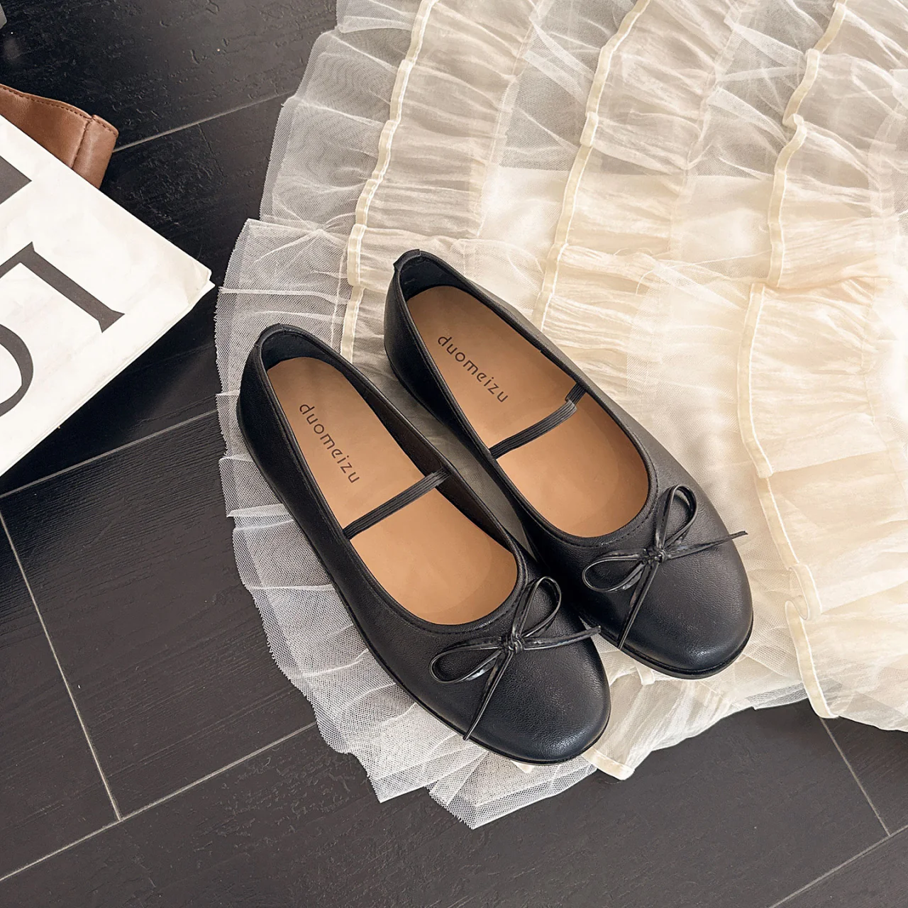 Damen Ballerina mit zierlicher Schleifenverzierung und bequemem Fußbett Heidi Mode