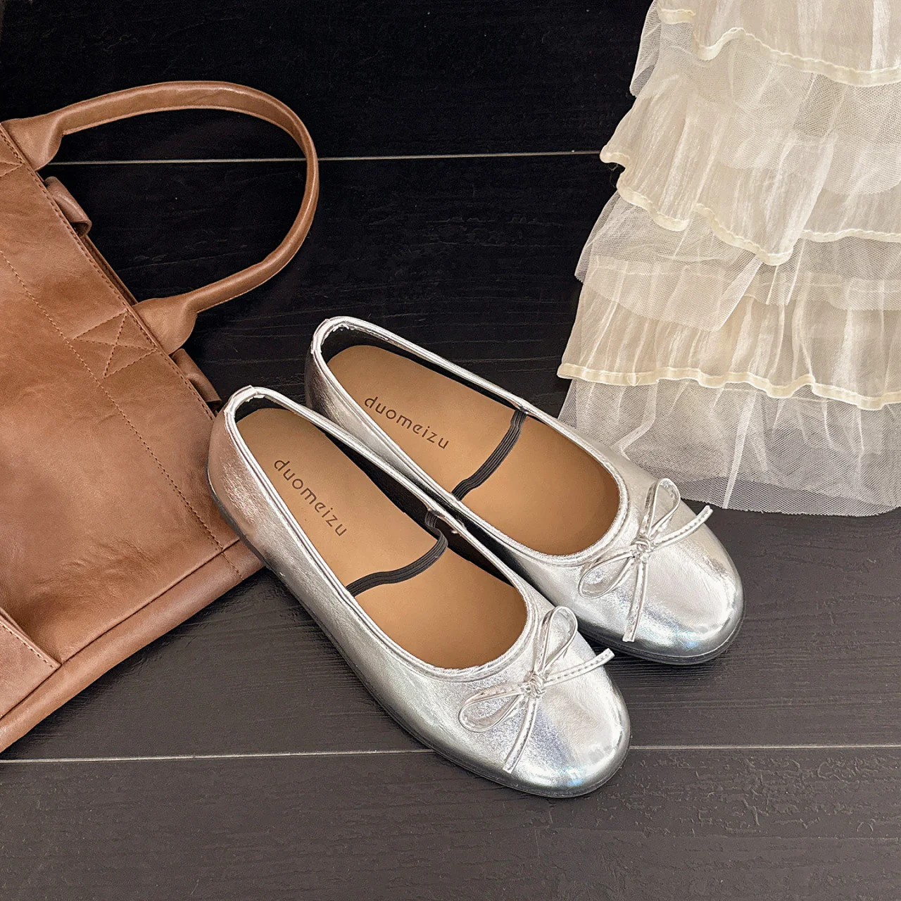 Damen Ballerina mit zierlicher Schleifenverzierung und bequemem Fußbett Heidi Mode - Image 4