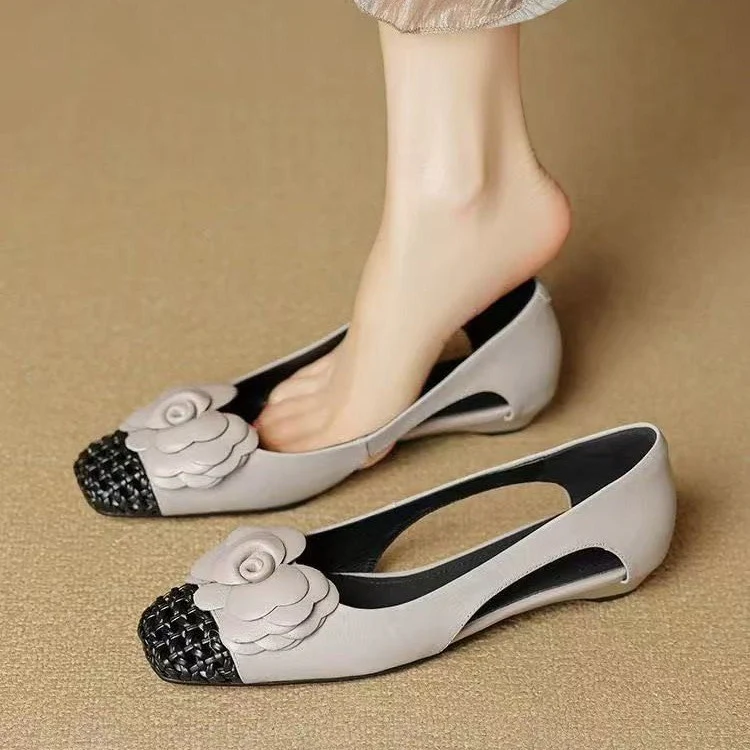 Damen Ballerina-Schuhe mit floralen Akzenten und offenem Fersenbereich Heidi Mode - Image 2