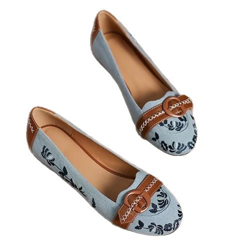 Damen Ballerina-Schuhe mit modischen Floral-Applikationen und eleganter Schnalle Heidi Mode - Image 5