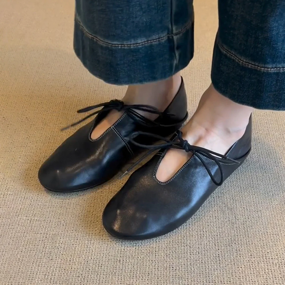 Damen Ballerinas aus hochwertigem Leder mit flexiblem Schnürsystem Heidi Mode - Image 2