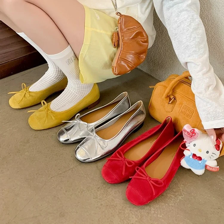 Damen Ballerinas aus hochwertigem metallic Leder mit elegantem Schleifenakzent Heidi Mode - Image 2