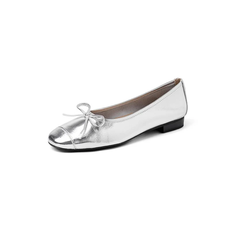 Damen Ballerinas aus hochwertigem metallic Leder mit elegantem Schleifenakzent Heidi Mode - Image 8