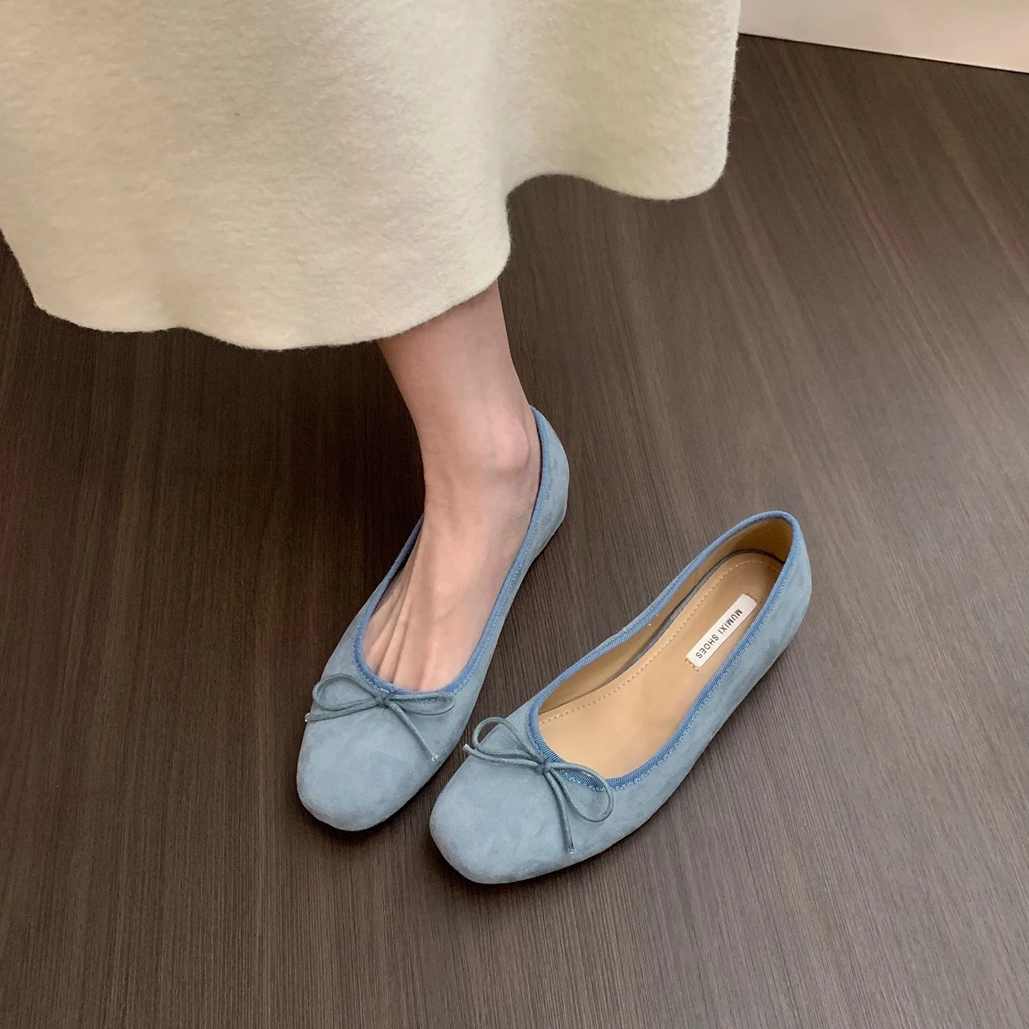 Damen Ballerinas aus hochwertigem Wildleder mit dekorativer Schleife Heidi Mode - Image 4
