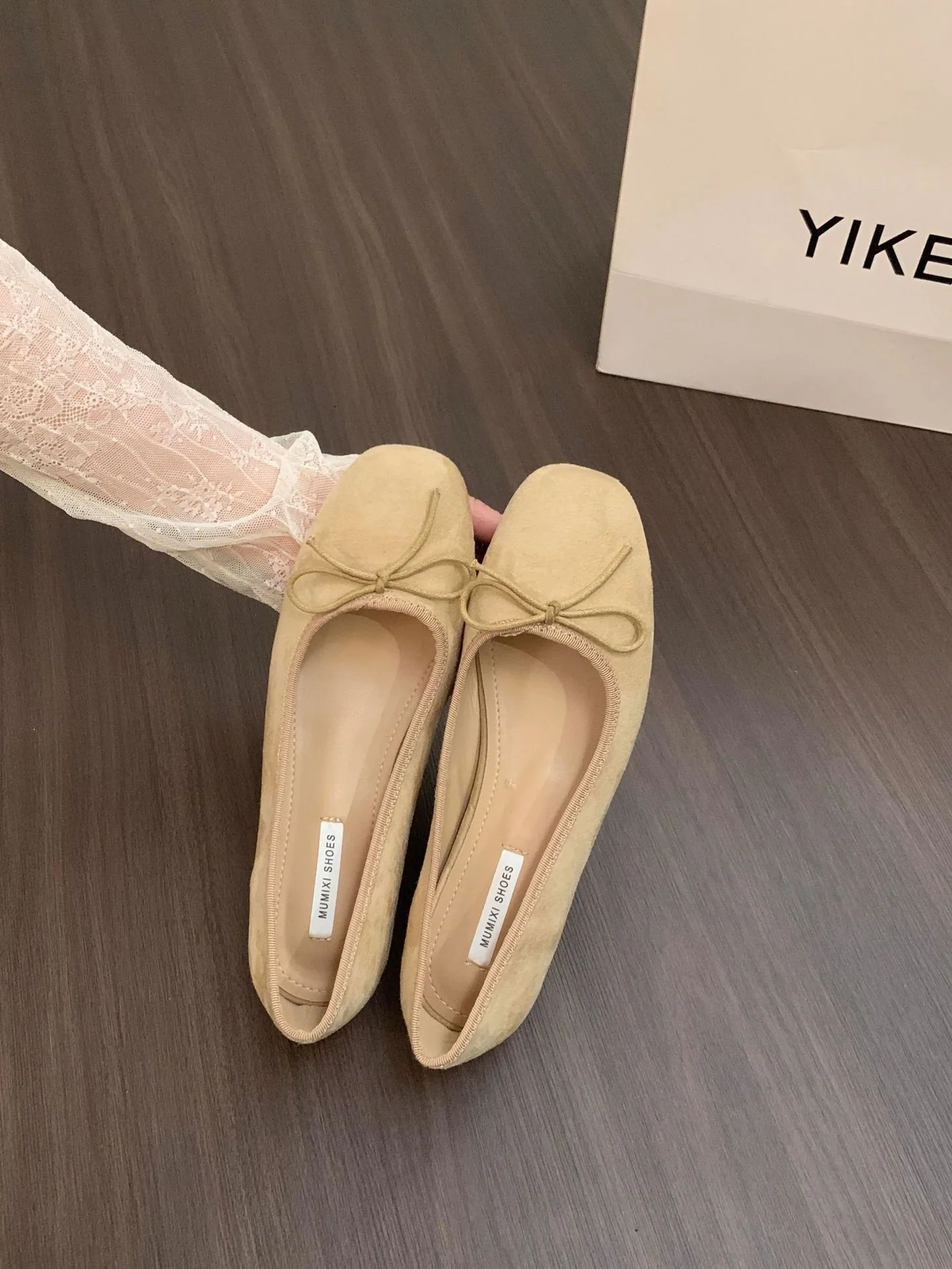 Damen Ballerinas aus hochwertigem Wildleder mit dekorativer Schleife Heidi Mode - Image 9
