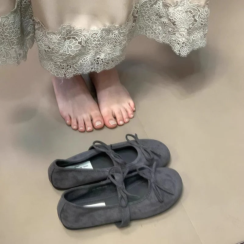 Damen Ballerinas Aus Weichem Wildleder mit Zartem Schleifenverzierung Heidi-Mode - Image 8