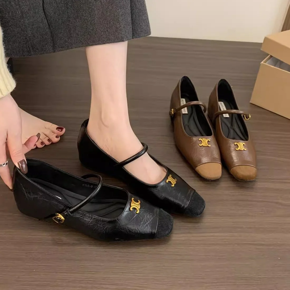 Damen Ballerinas mit dekorativer Schnallen-Applikation und elegantem Schnitt Heidi Mode