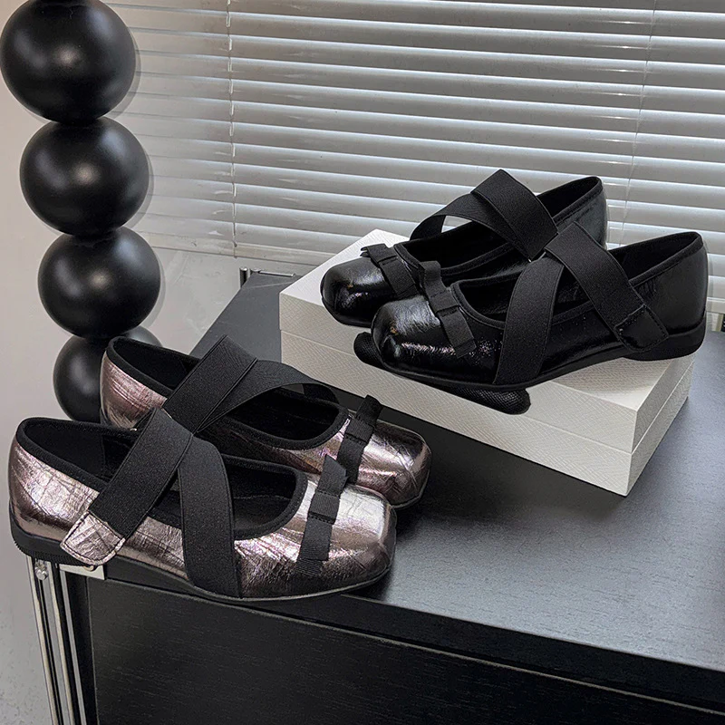 Damen Ballerinas mit elastischen Riemen und dekorativer Schleifen-Applikation Heidi Mode