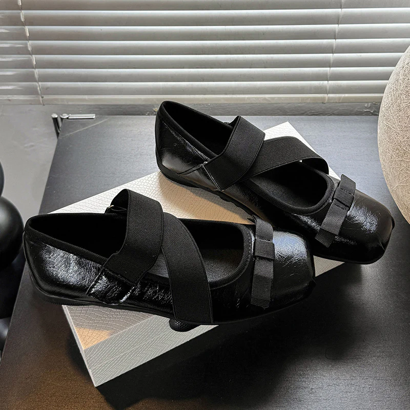 Damen Ballerinas mit elastischen Riemen und dekorativer Schleifen-Applikation Heidi Mode - Image 6