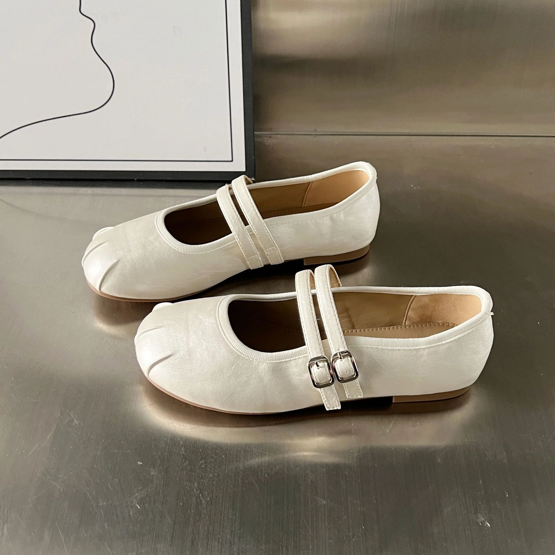 Damen Ballerinas mit elegantem doppeltem Riemen und weicher Innensohle Heidi Mode - Image 2
