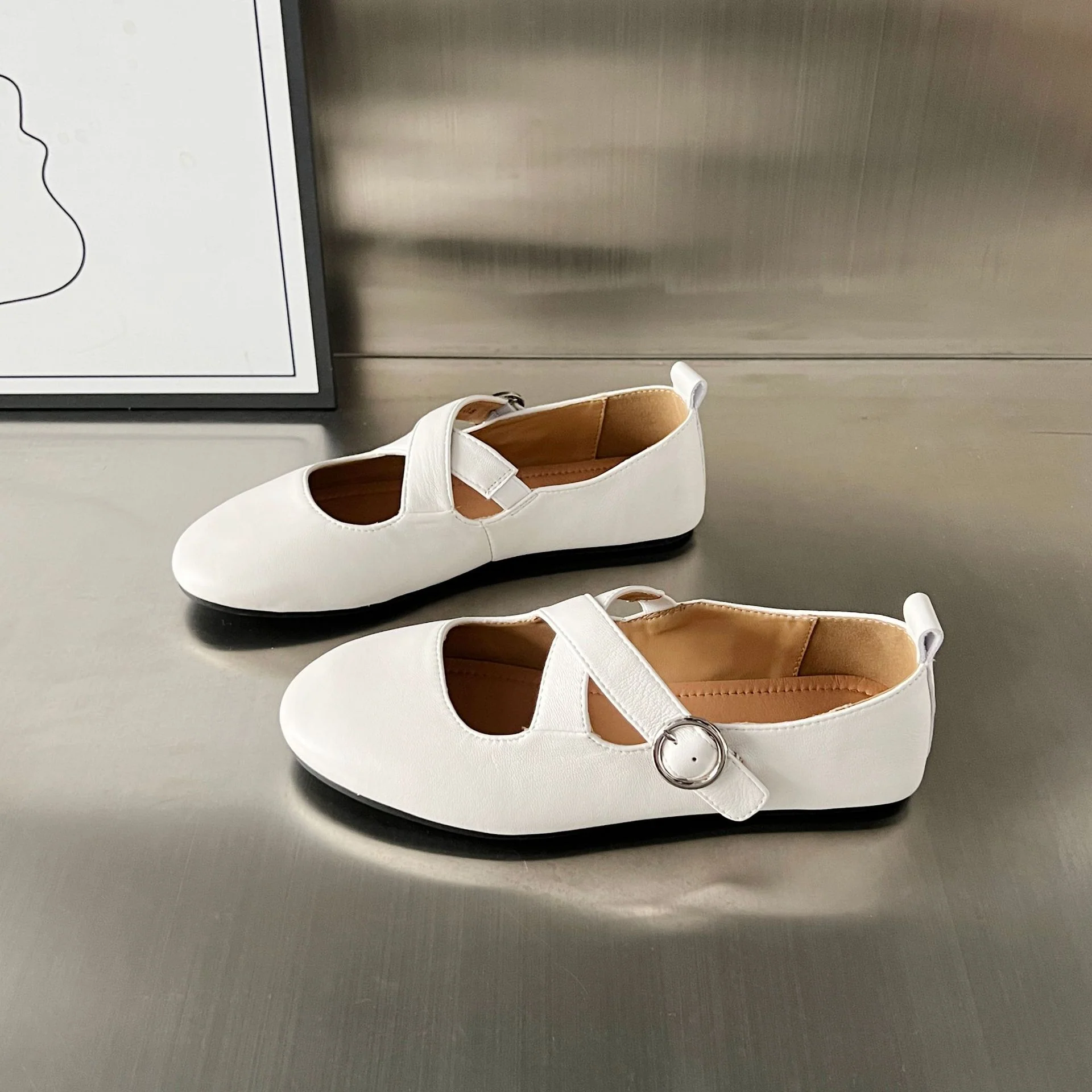 Damen Ballerinas mit elegantem Kreuzriemen und modischem Schnallenverschluss Heidi Mode - Image 8