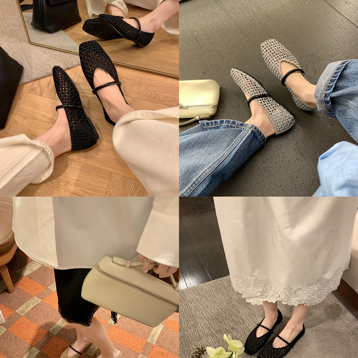 Damen Ballerinas mit elegantem Riemchen und luftiger Netzstruktur Heidi Mode - Image 4