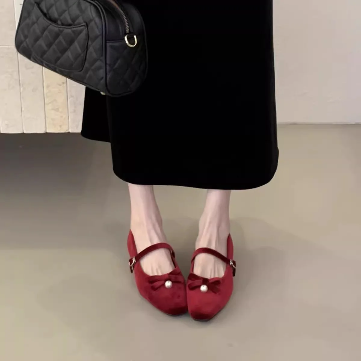 Damen Ballerinas mit elegantem Riemchen und perlverzierter Schleife Heidi Mode - Image 4