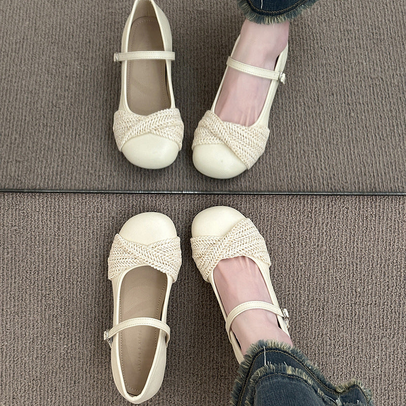 Damen Ballerinas mit elegantem Riemen und raffiniertem Strickdetail Heidi Mode - Image 3