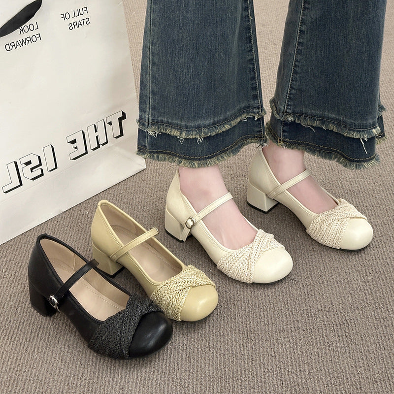 Damen Ballerinas mit elegantem Riemen und raffiniertem Strickdetail Heidi Mode - Image 4
