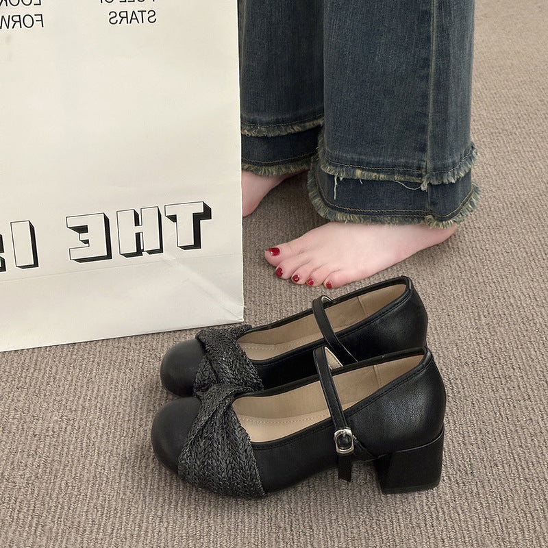 Damen Ballerinas mit elegantem Riemen und raffiniertem Strickdetail Heidi Mode - Image 6