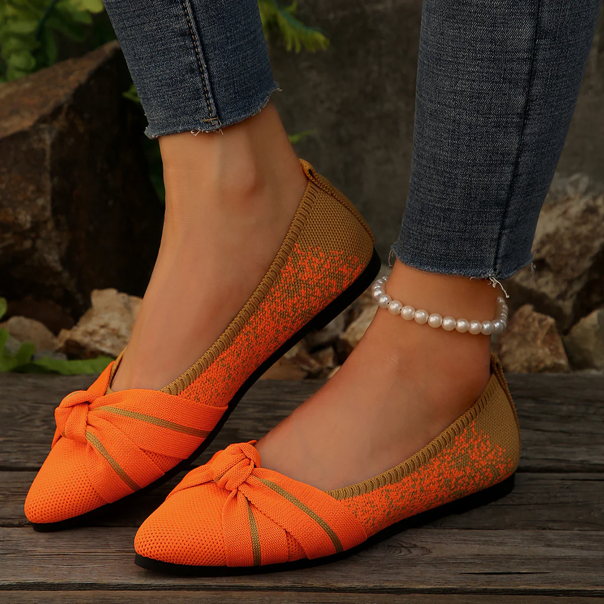 Damen Ballerinas mit elegantem Schleifen-Design und atmungsaktiver Oberflächenstruktur Heidi Mode - Image 2