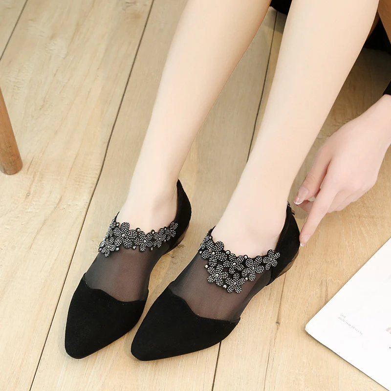 Damen Ballerinas mit eleganter Blüten-Applikation und atmungsaktiver Netzstruktur Heidi Mode - Image 4