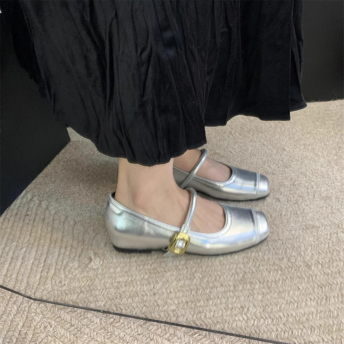 Damen Ballerinas mit eleganter Schnalle und metallischer Oberfläche Heidi Mode - Image 7