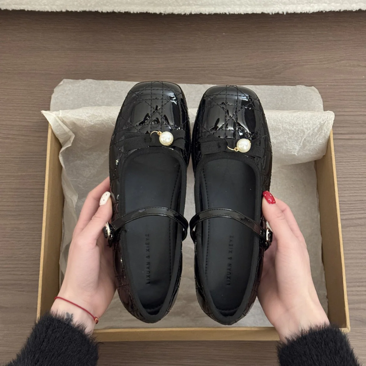 Damen Ballerinas mit eleganter Schnallenverzierung und hochwertiger Ledernarbung Heidi Mode