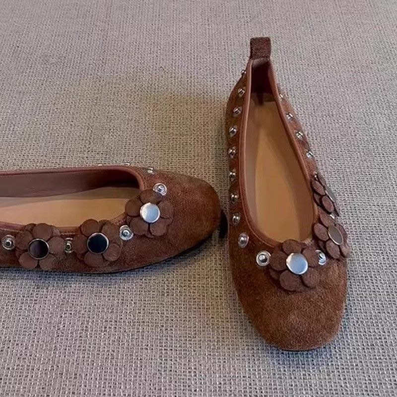 Damen Ballerinas mit floralem Applikationsdesign und glitzernden Akzenten Heidi Mode