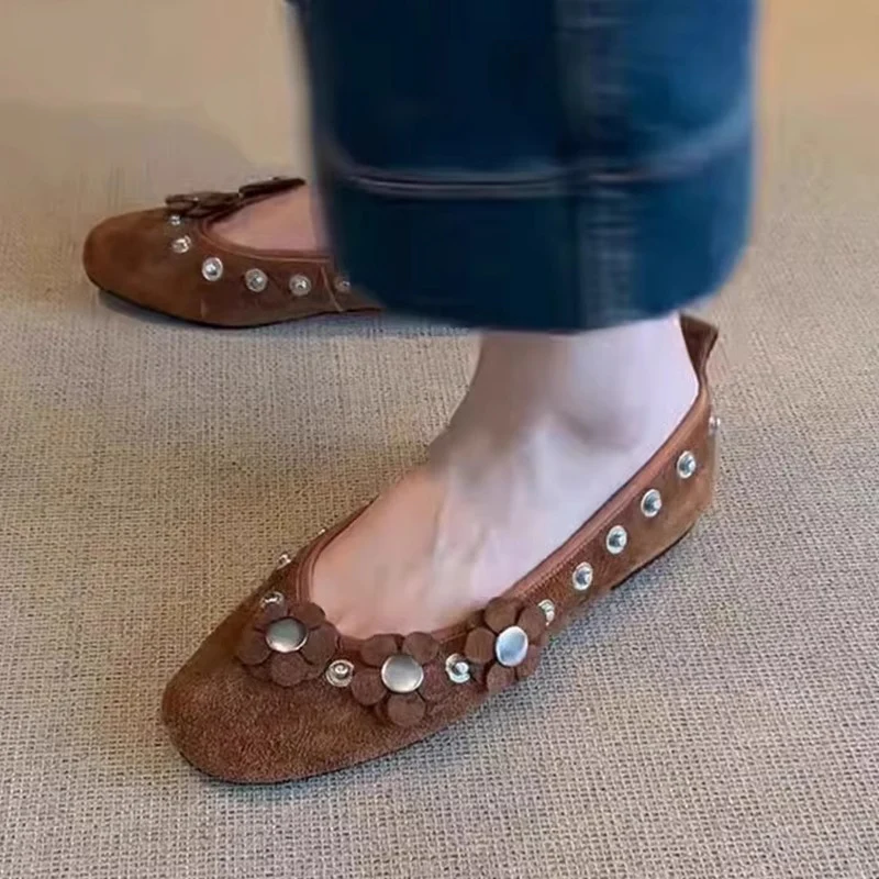 Damen Ballerinas mit floralem Applikationsdesign und glitzernden Akzenten Heidi Mode - Image 3