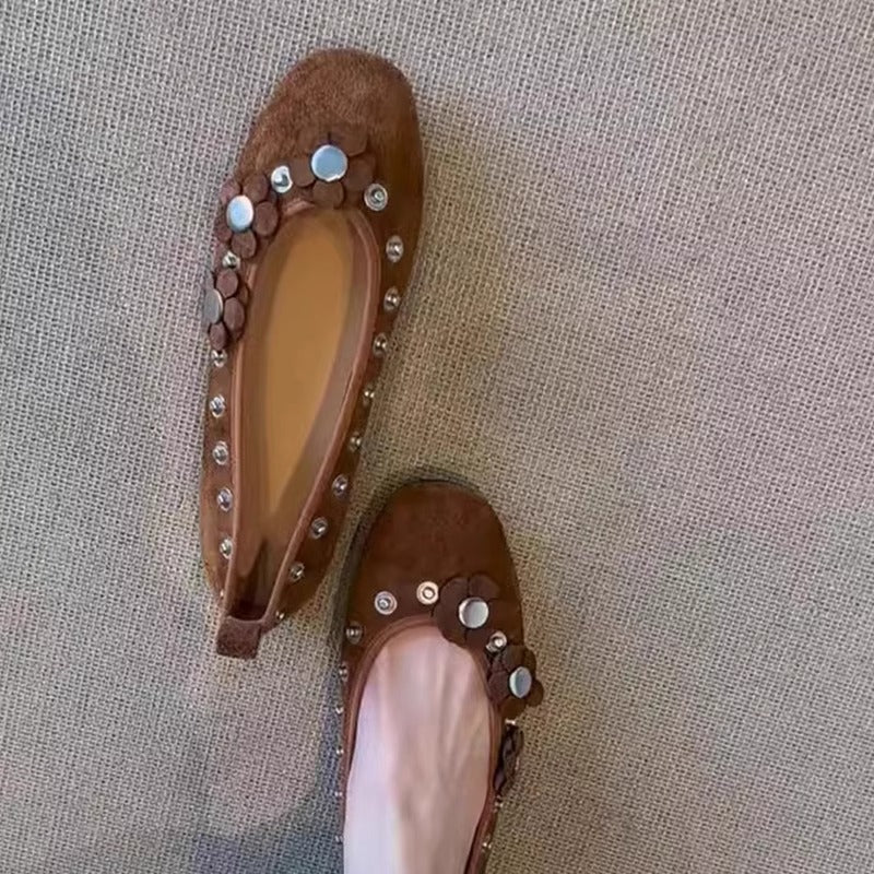 Damen Ballerinas mit floralem Applikationsdesign und glitzernden Akzenten Heidi Mode - Image 4