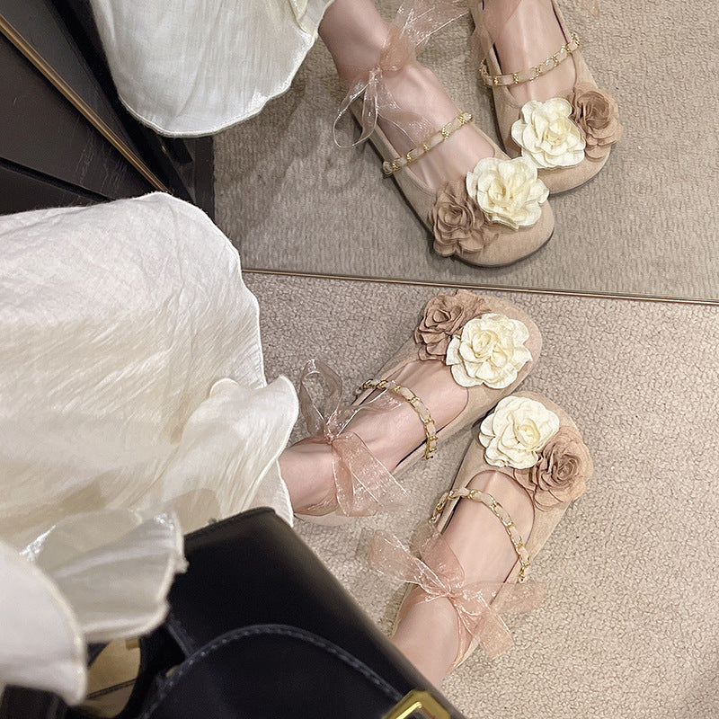 Damen Ballerinas mit floralem Design und eleganter Bandverzierung Heidi Mode - Image 3