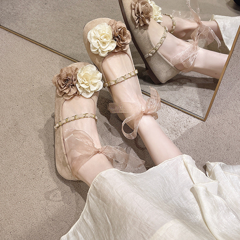 Damen Ballerinas mit floralem Design und eleganter Bandverzierung Heidi Mode - Image 4