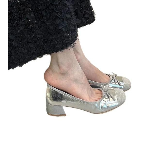 Damen Ballerinas mit glänzender Oberfläche und niedlichem Schleifen-Detail Heidi Mode - Image 5