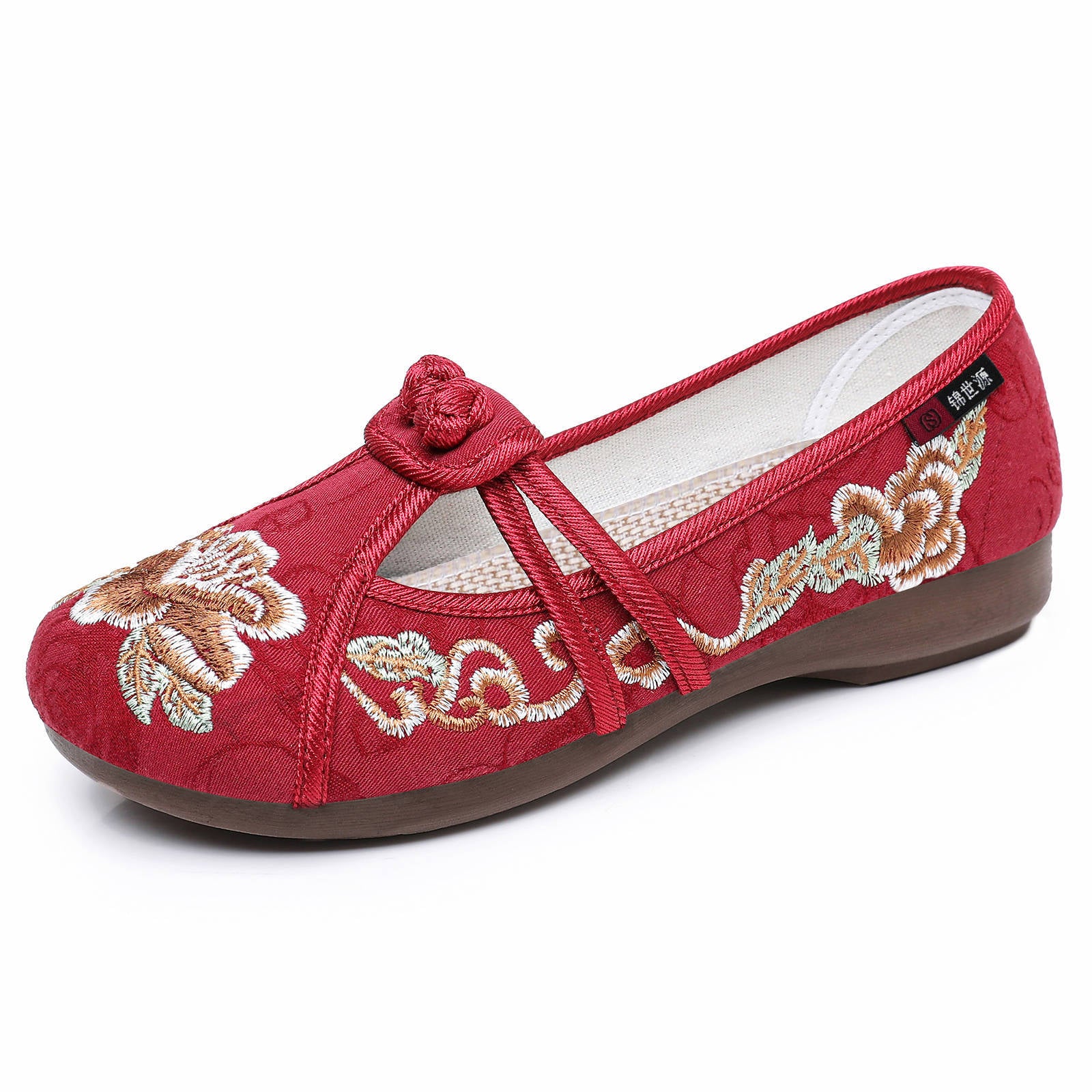 Damen Ballerinas mit kunstvollem Blumenstickerei und elastischem Riemen Heidi Mode - Image 6