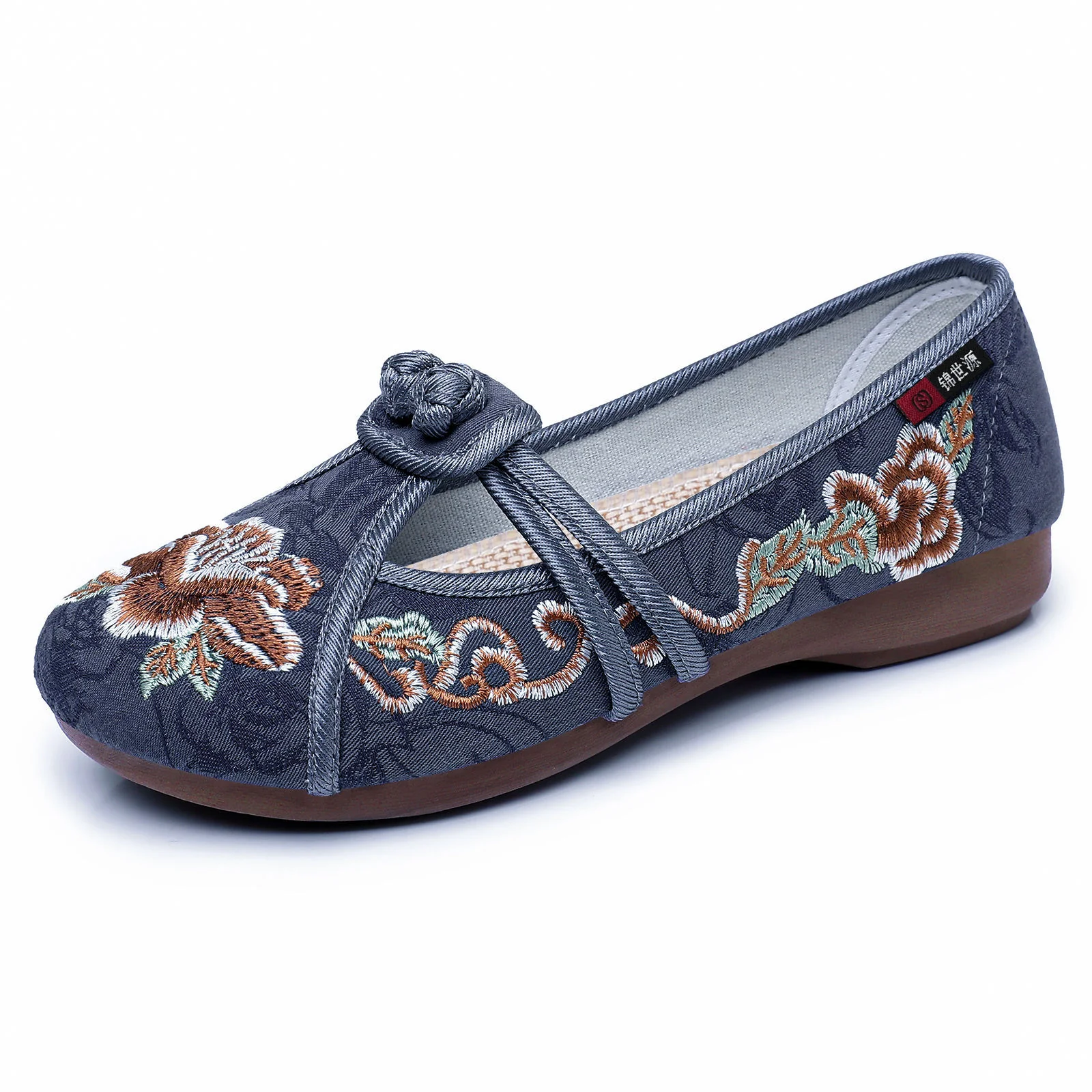 Damen Ballerinas mit kunstvollem Blumenstickerei und elastischem Riemen Heidi Mode - Image 7