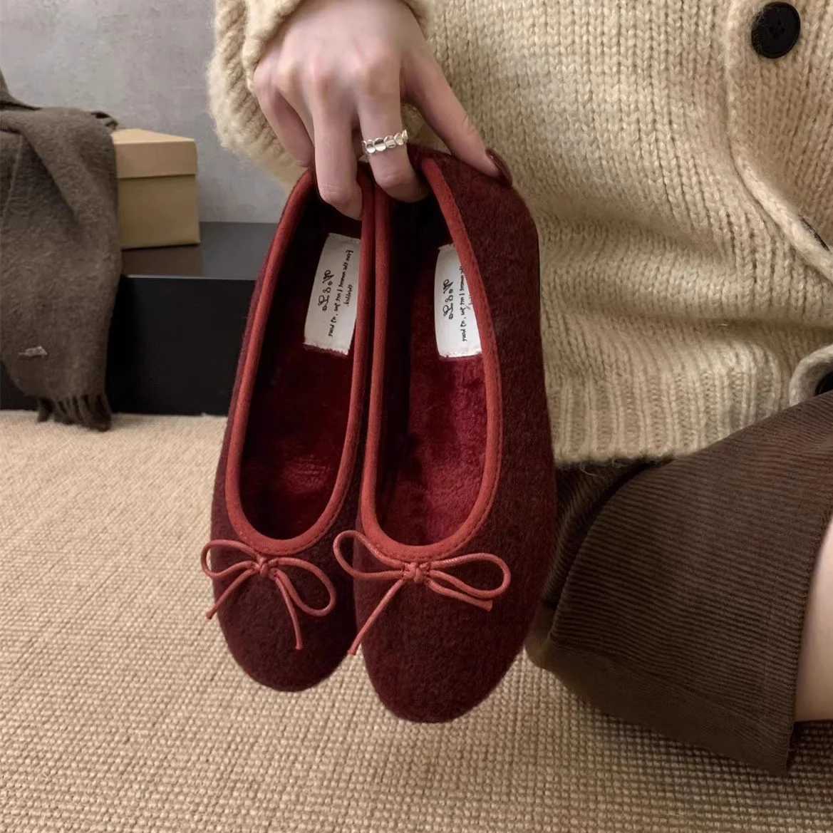 Damen Ballerinas mit kuscheligem Innenfutter und verspielt elegantem Schleifen-Detail Heidi Mode - Image 3