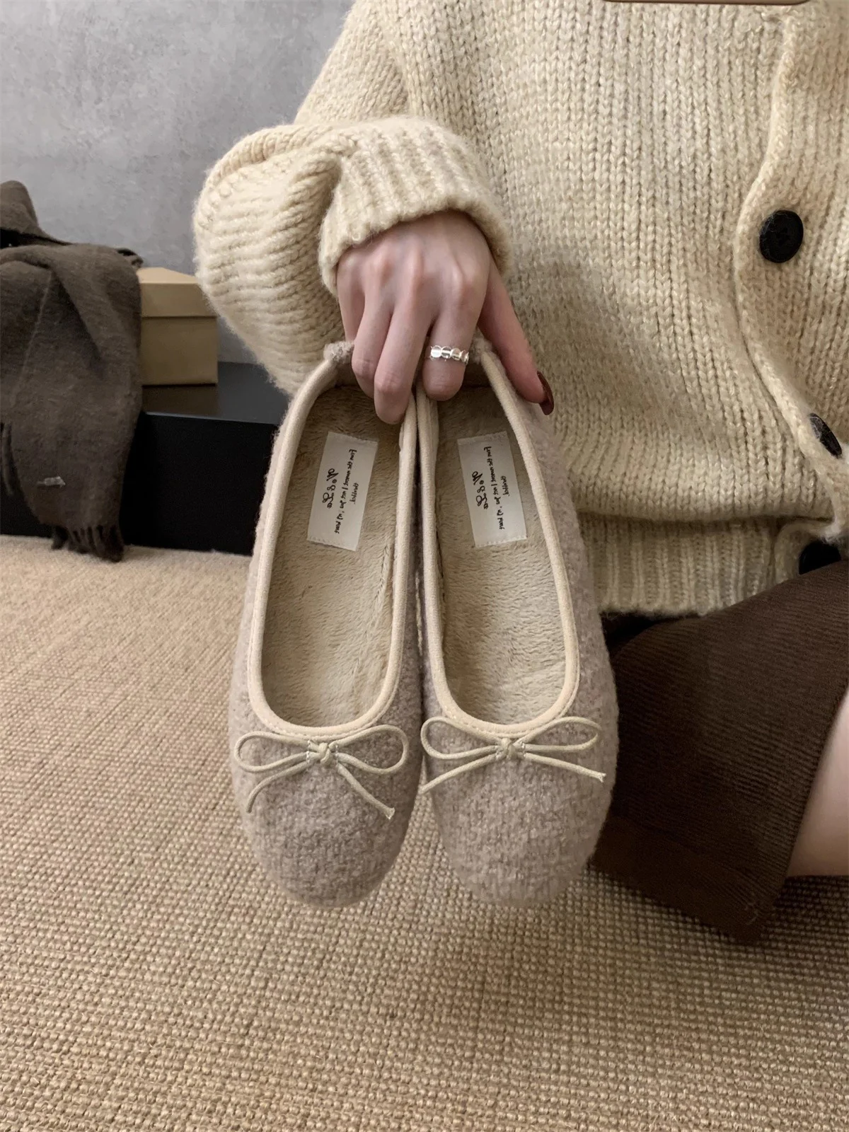 Damen Ballerinas mit kuscheligem Innenfutter und verspielt elegantem Schleifen-Detail Heidi Mode - Image 6