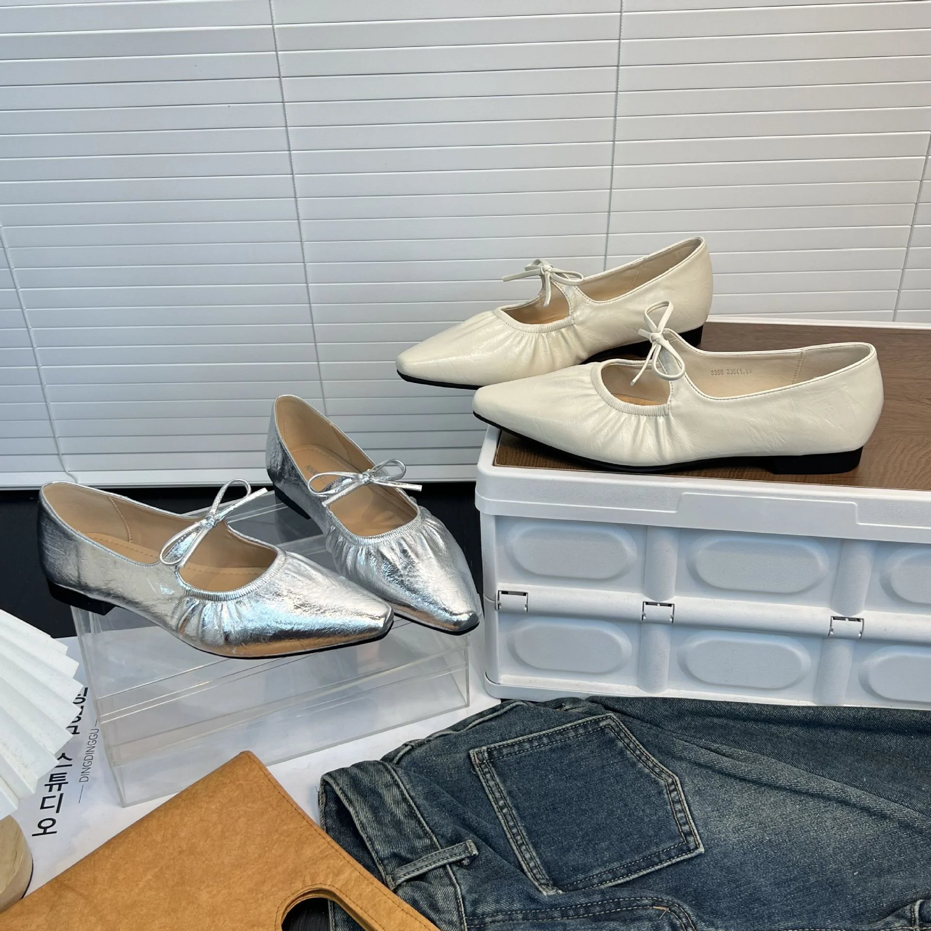 Damen Ballerinas mit Lederoberfläche und Gummizug Heidi Mode - Image 3