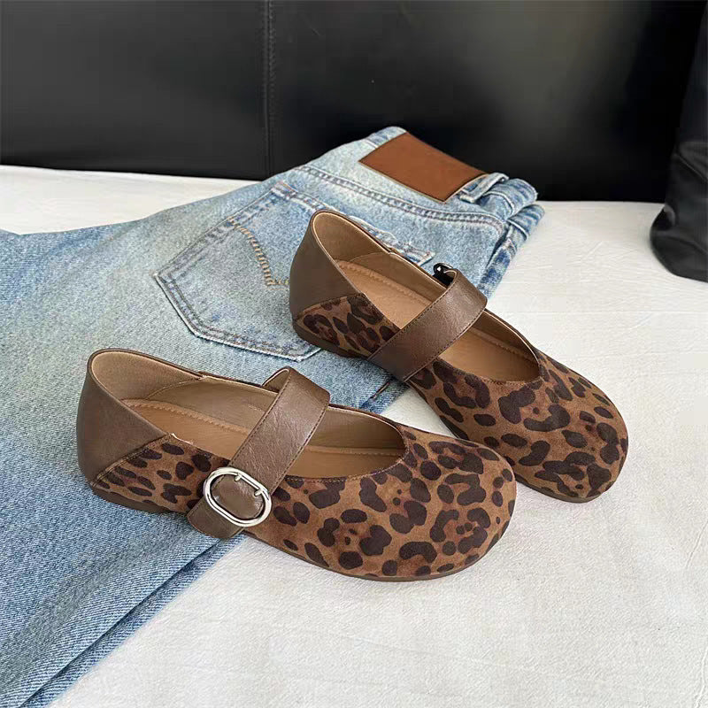 Damen Ballerinas mit modischem Leopardenmuster und anpassbarem Riemen Heidi Mode - Image 3