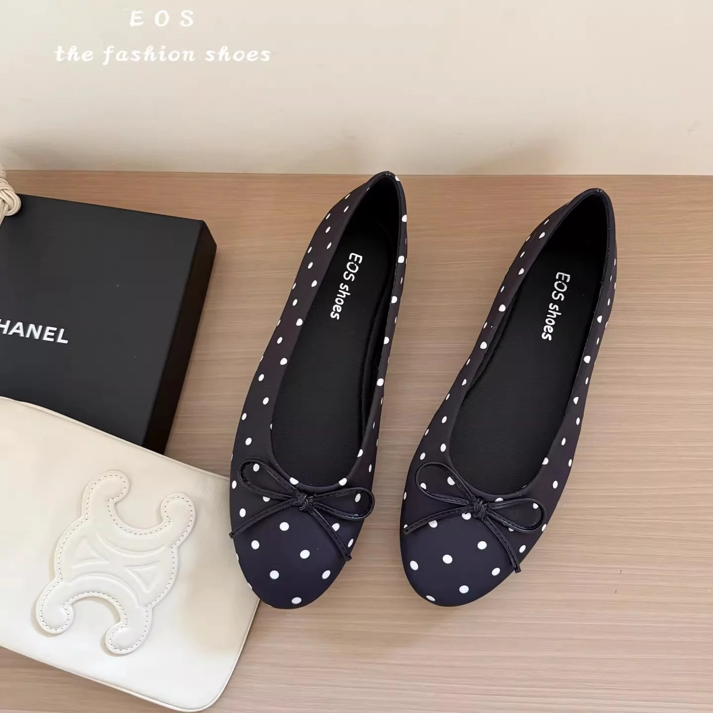 Damen Ballerinas mit modischem Punkte-Design und dekorativem Schleifenakzent Heidi Mode - Image 4