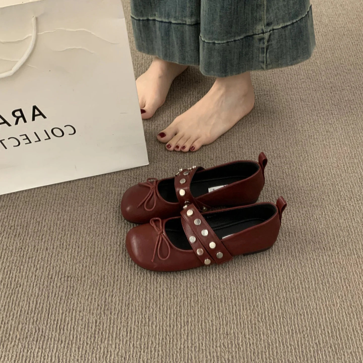 Damen Ballerinas mit modischem Punktedesign und dekorativer Schnalle Heidi Mode - Image 3