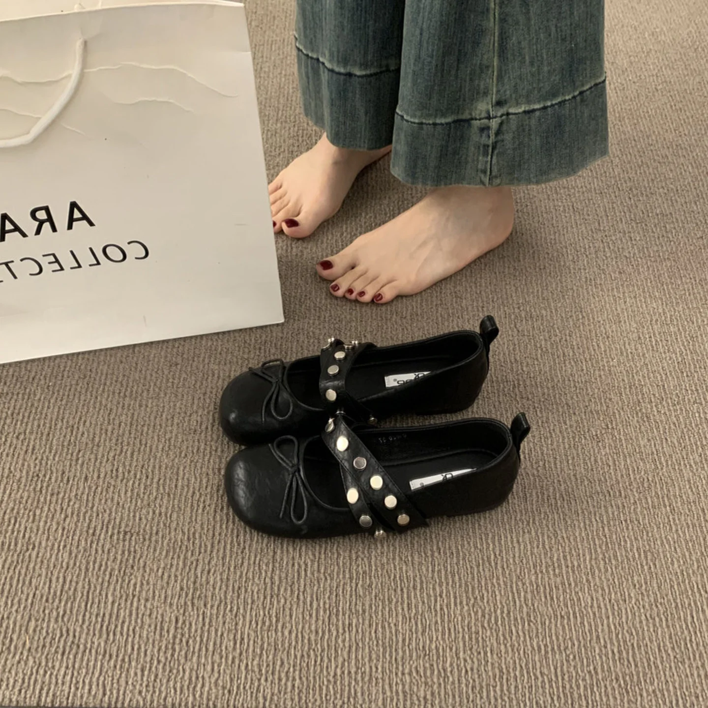 Damen Ballerinas mit modischem Punktedesign und dekorativer Schnalle Heidi Mode - Image 4