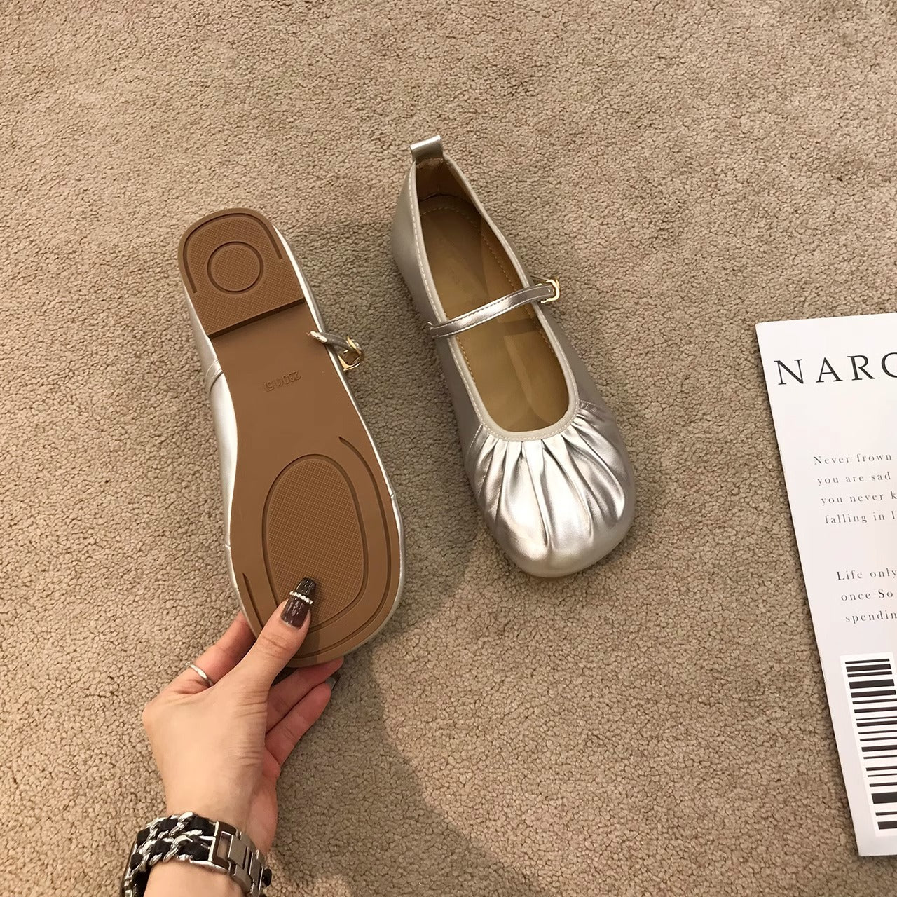 Damen Ballerinas mit modischem Riemchen und femininer Faltenoptik Heidi Mode - Image 2