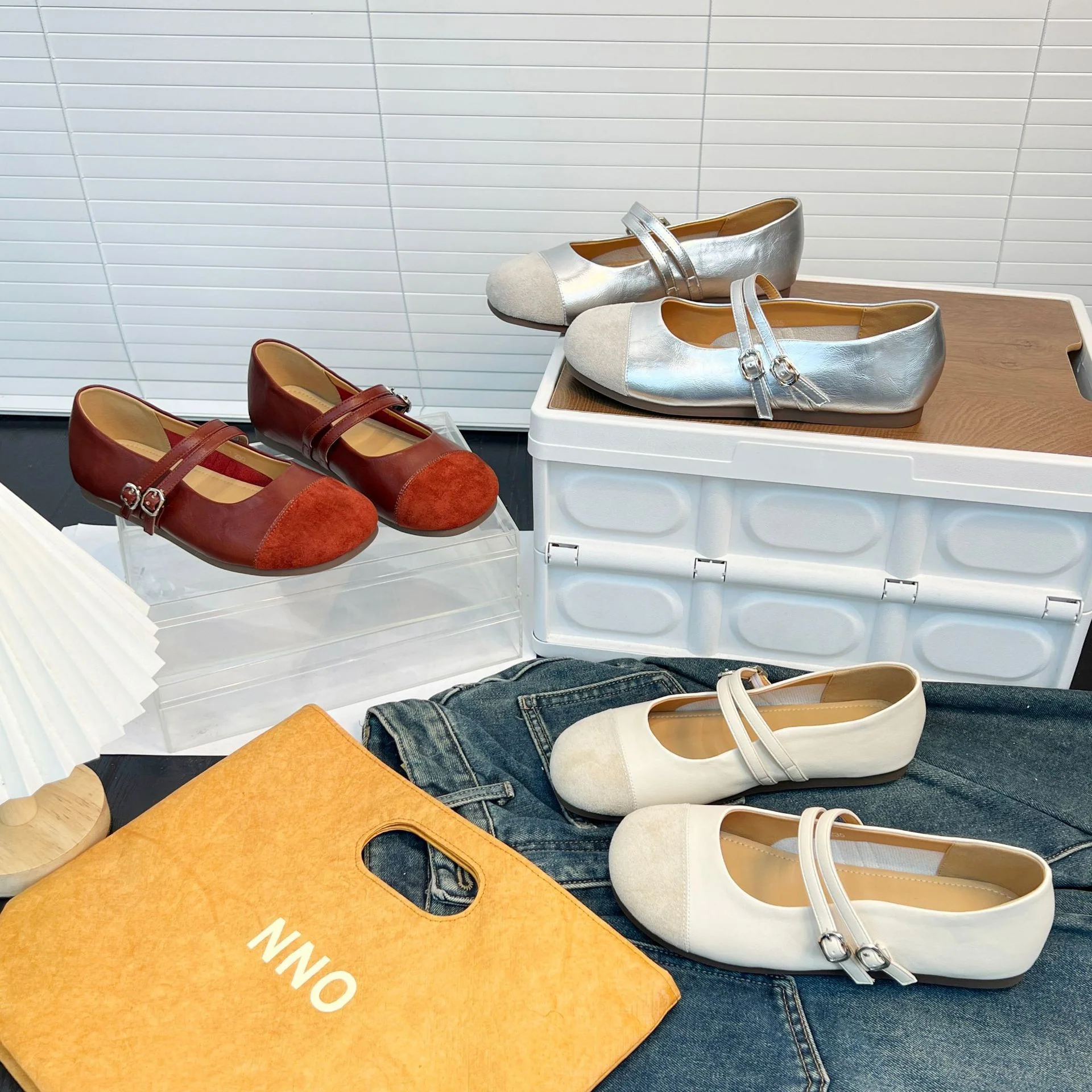 Damen Ballerinas mit modischem Riemen und hochwertiger Lederoberfläche Heidi Mode - Image 4