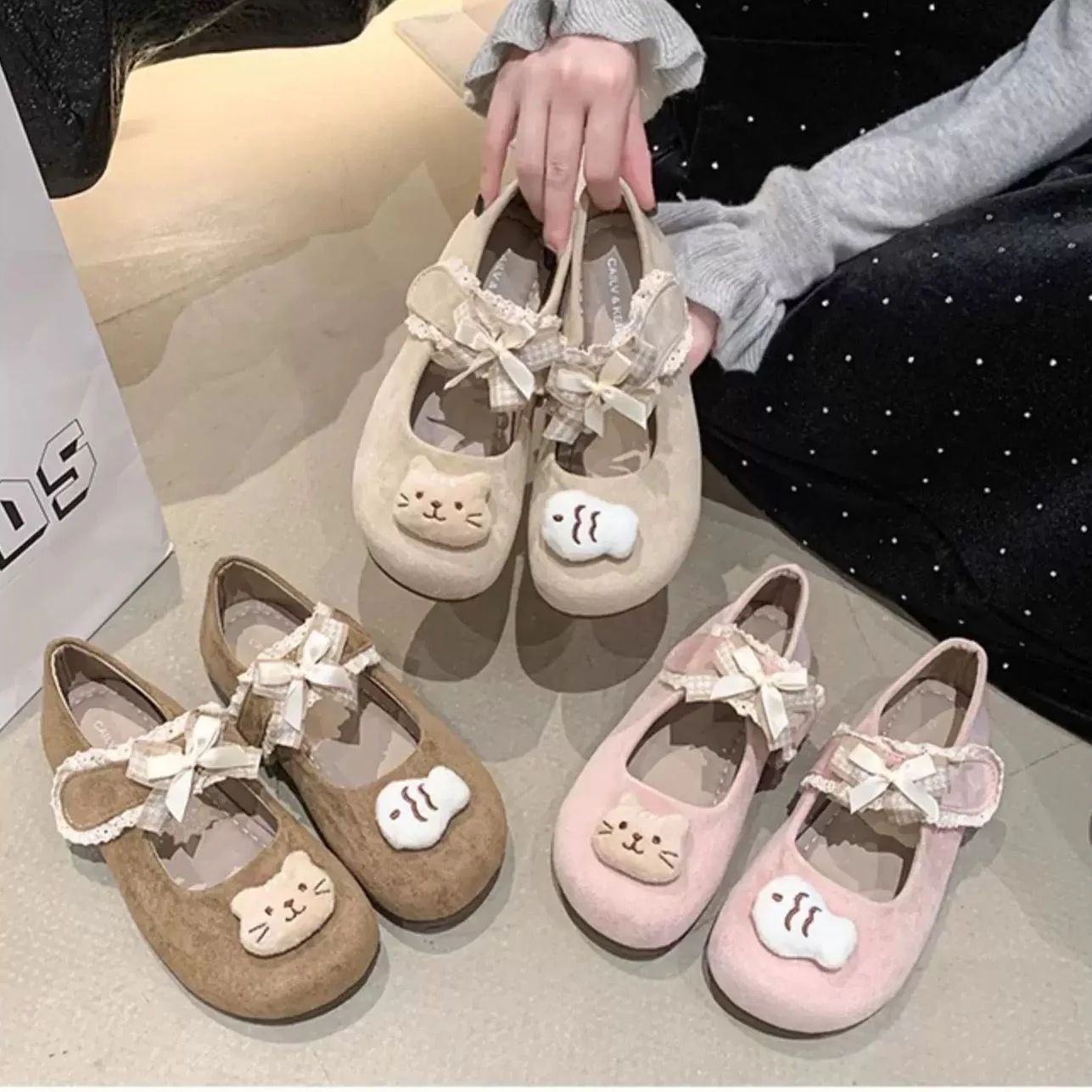 Damen Ballerinas mit niedlichem Tiermotiv und verstellbarem Riemen Heidi Mode - Image 2