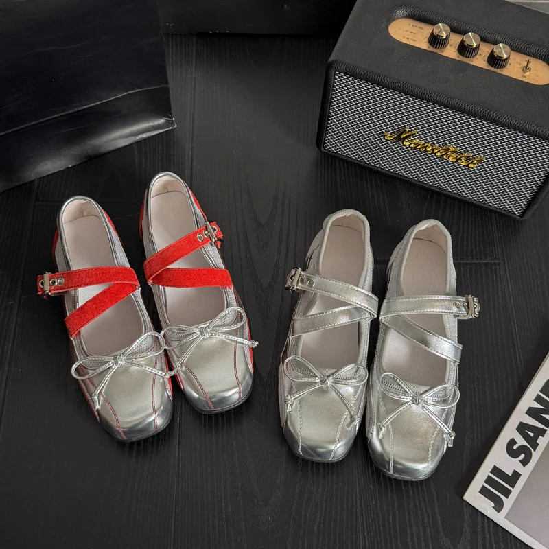 Damen Ballerinas mit stylischem Riemchen und elegantem Metallic-Design Heidi Mode - Image 3