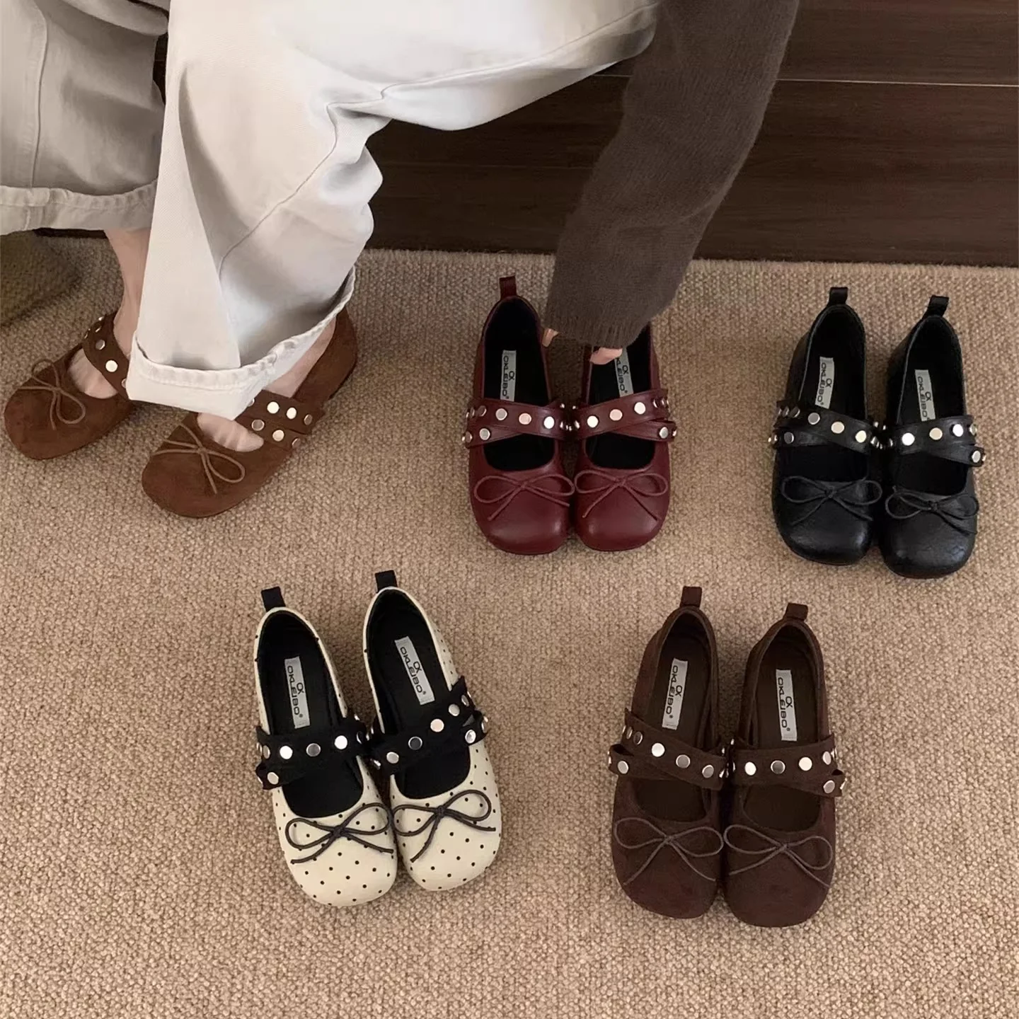 Damen Ballerinas mit verspieltem Schleifen-Design und modischem Riemen Heidi Mode