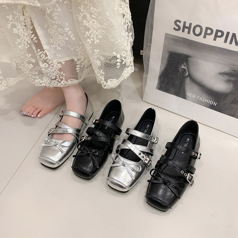 Damen Ballerinas mit verstellbarem Riemen und modischem Schleifendetail Heidi Mode
