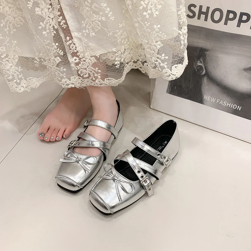 Damen Ballerinas mit verstellbarem Riemen und modischem Schleifendetail Heidi Mode - Image 2
